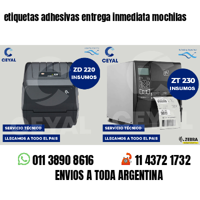 etiquetas adhesivas entrega inmediata mochilas