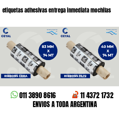 etiquetas adhesivas entrega inmediata mochilas