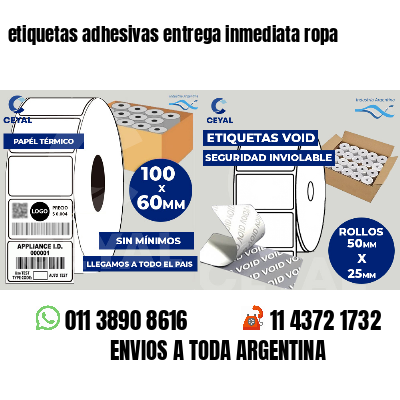 etiquetas adhesivas entrega inmediata ropa