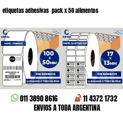 etiquetas adhesivas  pack x 50 alimentos