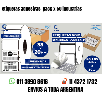 etiquetas adhesivas  pack x 50 industrias