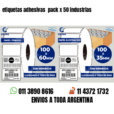 etiquetas adhesivas  pack x 50 industrias