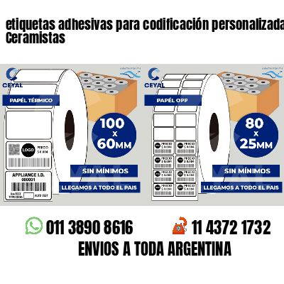 etiquetas adhesivas para codificación personalizada Ceramistas