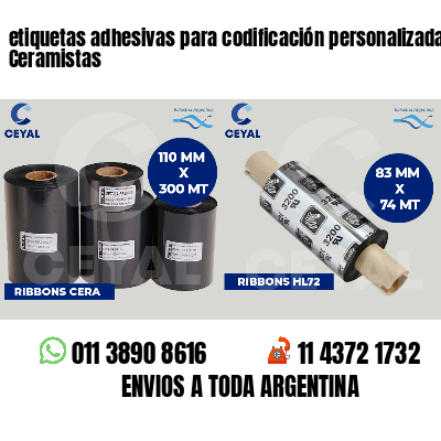 etiquetas adhesivas para codificación personalizada Ceramistas