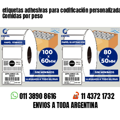 etiquetas adhesivas para codificación personalizada Comidas por peso