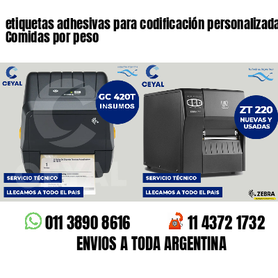 etiquetas adhesivas para codificación personalizada Comidas por peso