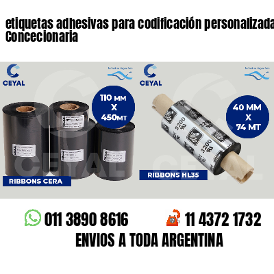 etiquetas adhesivas para codificación personalizada Concecionaria