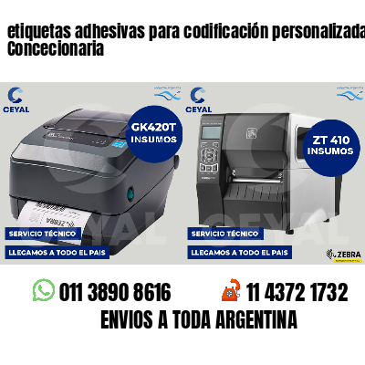 etiquetas adhesivas para codificación personalizada Concecionaria