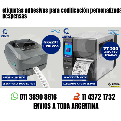 etiquetas adhesivas para codificación personalizada Despensas
