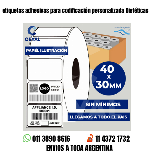 etiquetas adhesivas para codificación personalizada Dietéticas