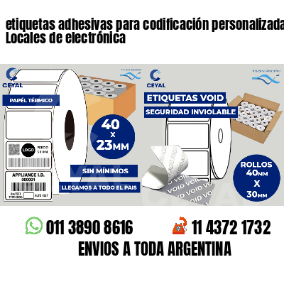 etiquetas adhesivas para codificación personalizada Locales de electrónica