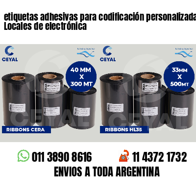 etiquetas adhesivas para codificación personalizada Locales de electrónica