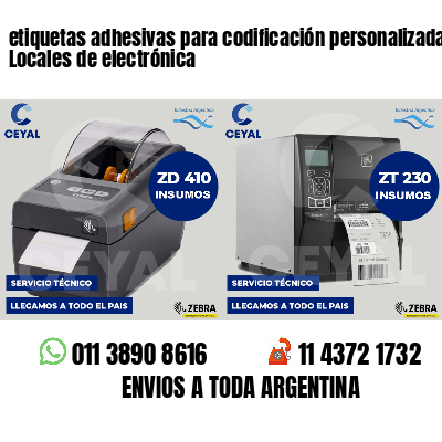 etiquetas adhesivas para codificación personalizada Locales de electrónica