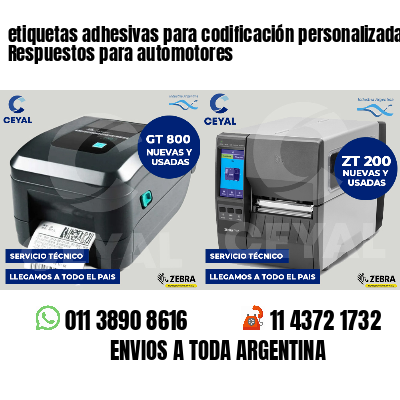 etiquetas adhesivas para codificación personalizada Respuestos para automotores