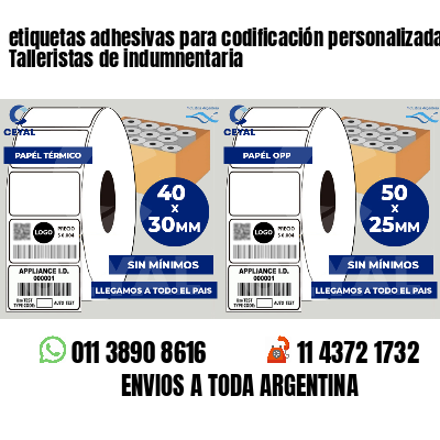 etiquetas adhesivas para codificación personalizada Talleristas de indumnentaria