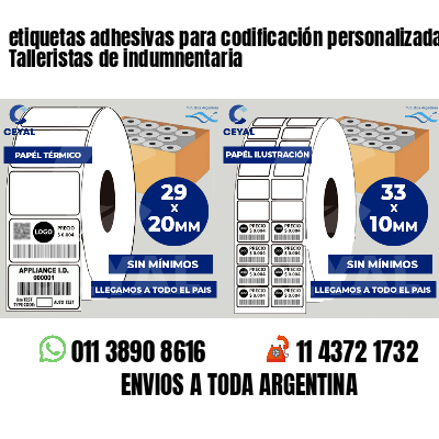etiquetas adhesivas para codificación personalizada Talleristas de indumnentaria