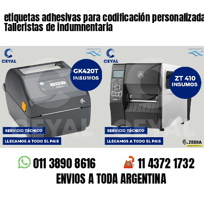 etiquetas adhesivas para codificación personalizada Talleristas de indumnentaria