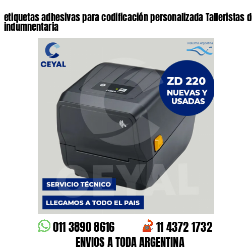 etiquetas adhesivas para codificación personalizada Talleristas de indumnentaria
