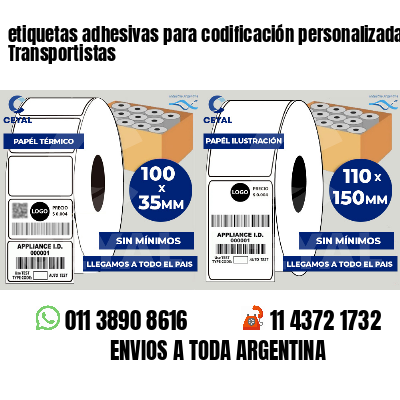etiquetas adhesivas para codificación personalizada Transportistas