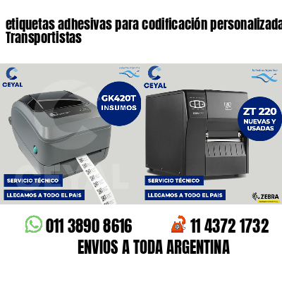 etiquetas adhesivas para codificación personalizada Transportistas