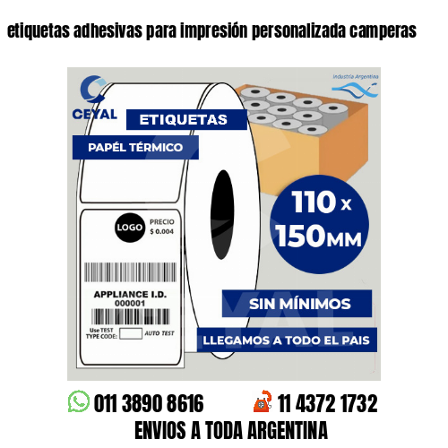 etiquetas adhesivas para impresión personalizada camperas