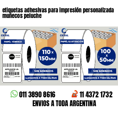 etiquetas adhesivas para impresión personalizada muñecos peluche