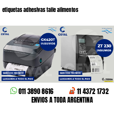 etiquetas adhesivas talle alimentos