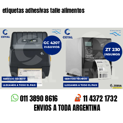 etiquetas adhesivas talle alimentos