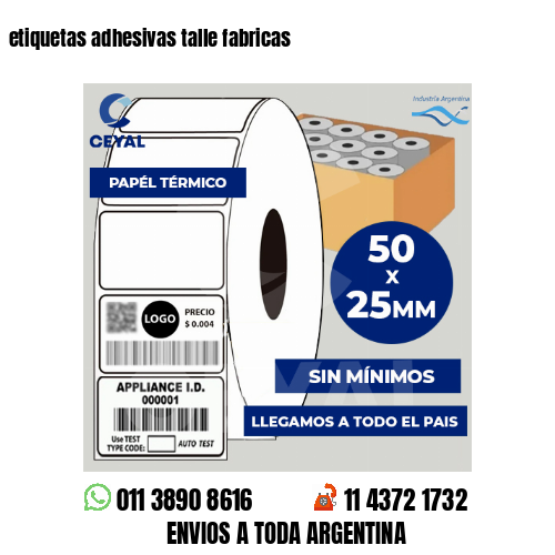 etiquetas adhesivas talle fabricas