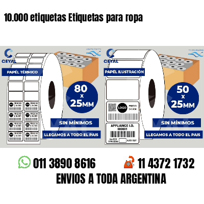 10.000 etiquetas Etiquetas para ropa
