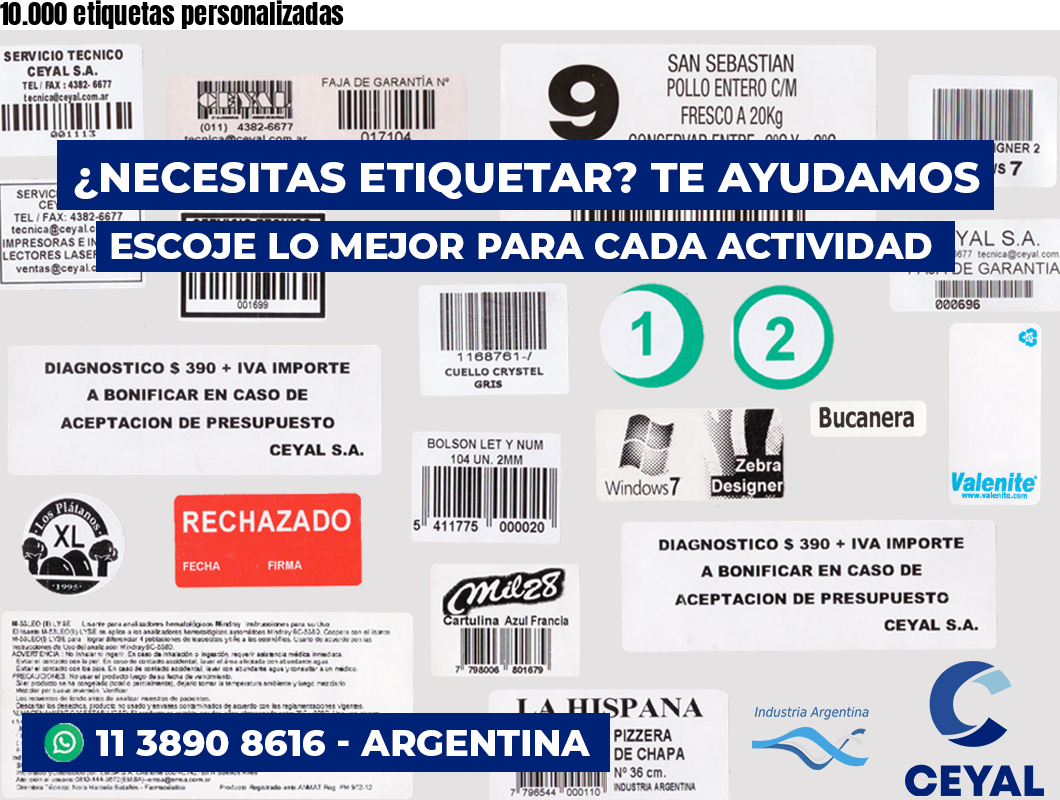 10.000 etiquetas personalizadas