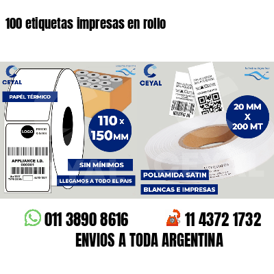 100 etiquetas impresas en rollo