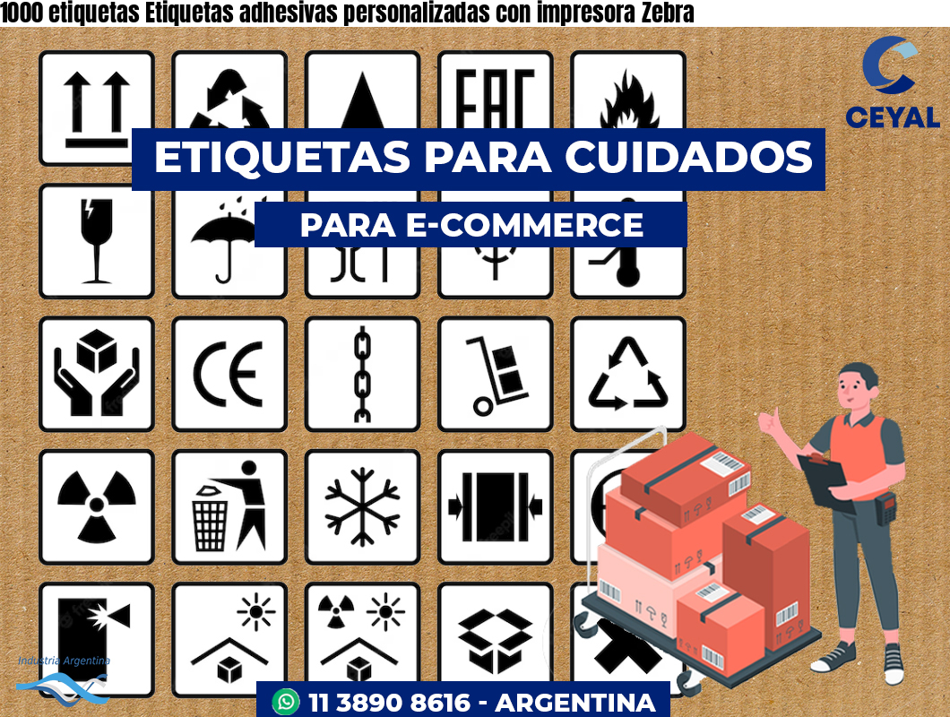 1000 etiquetas Etiquetas adhesivas personalizadas con impresora Zebra