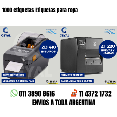 1000 etiquetas Etiquetas para ropa