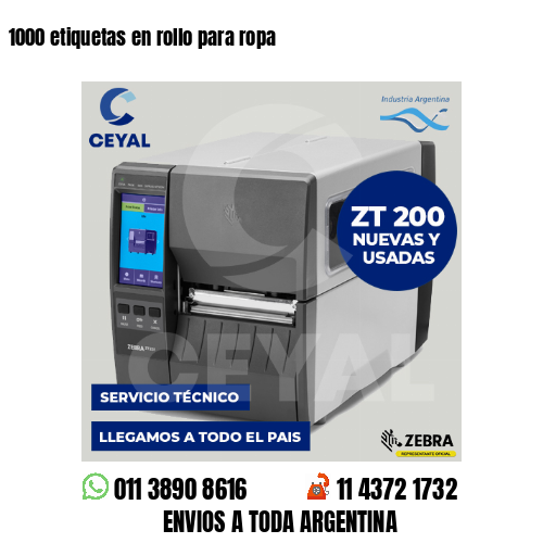 1000 etiquetas en rollo para ropa