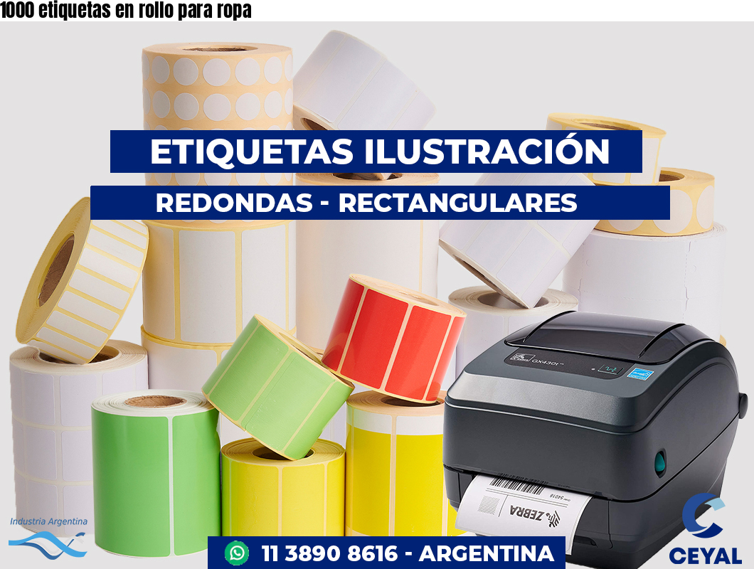 1000 etiquetas en rollo para ropa