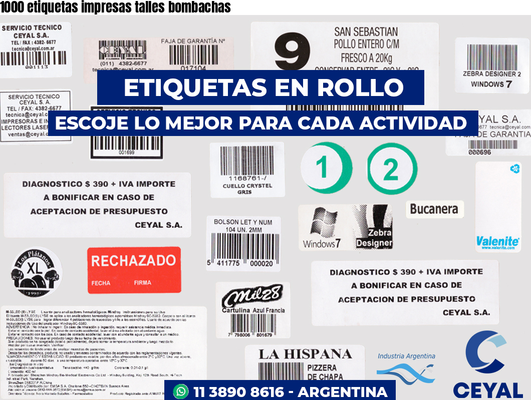 1000 etiquetas impresas talles bombachas