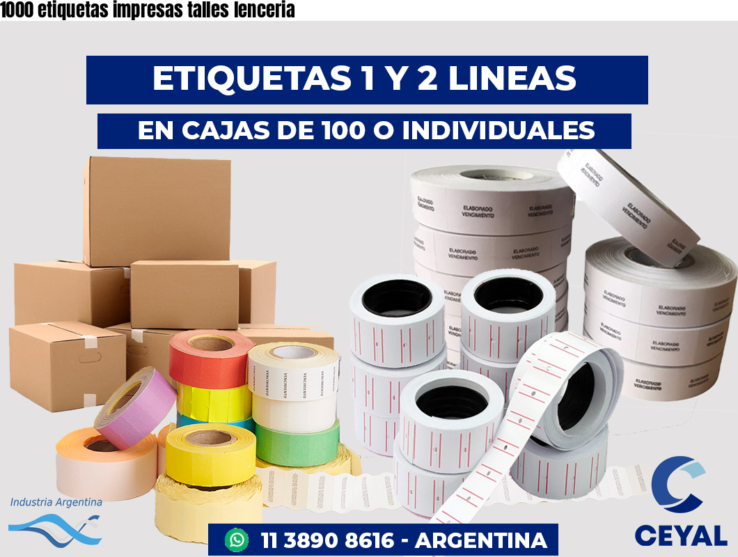 1000 etiquetas impresas talles lenceria