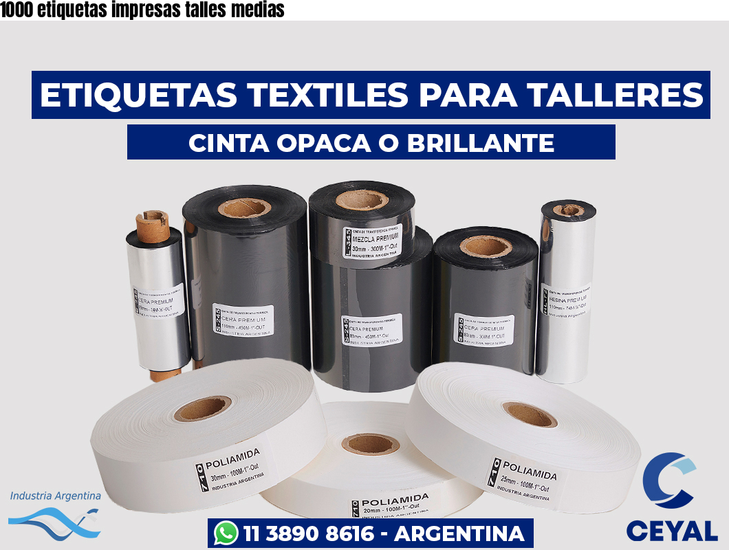 1000 etiquetas impresas talles medias