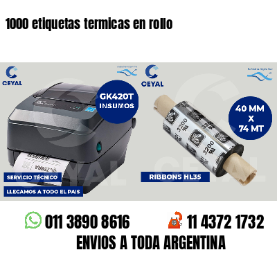 1000 etiquetas termicas en rollo