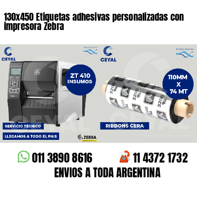 130x450 Etiquetas adhesivas personalizadas con impresora Zebra