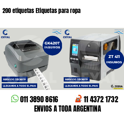 200 etiquetas Etiquetas para ropa