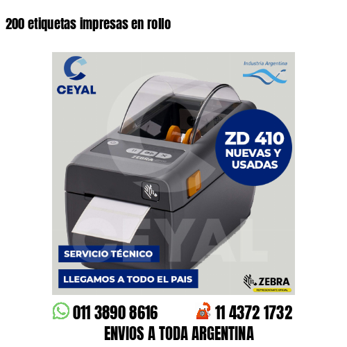 200 etiquetas impresas en rollo
