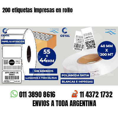 200 etiquetas impresas en rollo