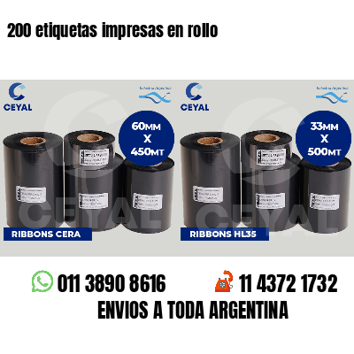200 etiquetas impresas en rollo