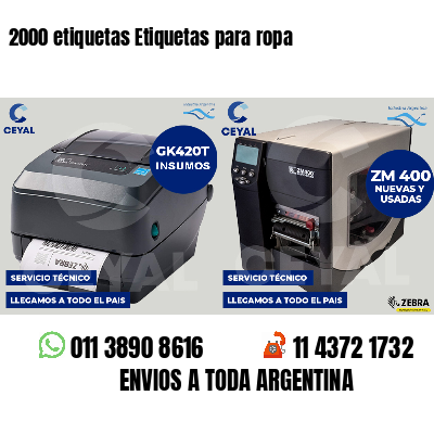 2000 etiquetas Etiquetas para ropa