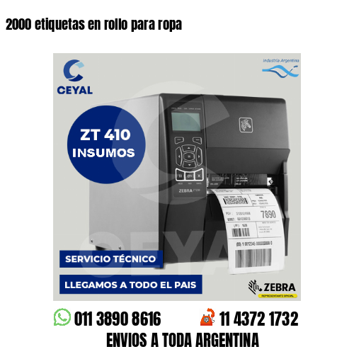 2000 etiquetas en rollo para ropa