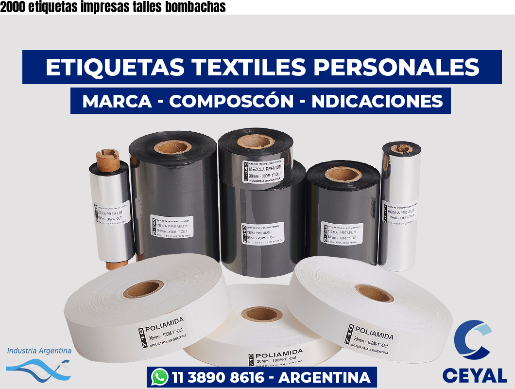2000 etiquetas impresas talles bombachas