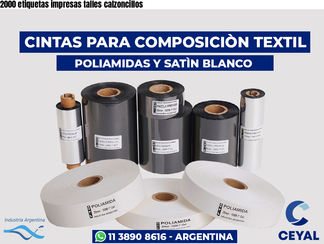 2000 etiquetas impresas talles calzoncillos