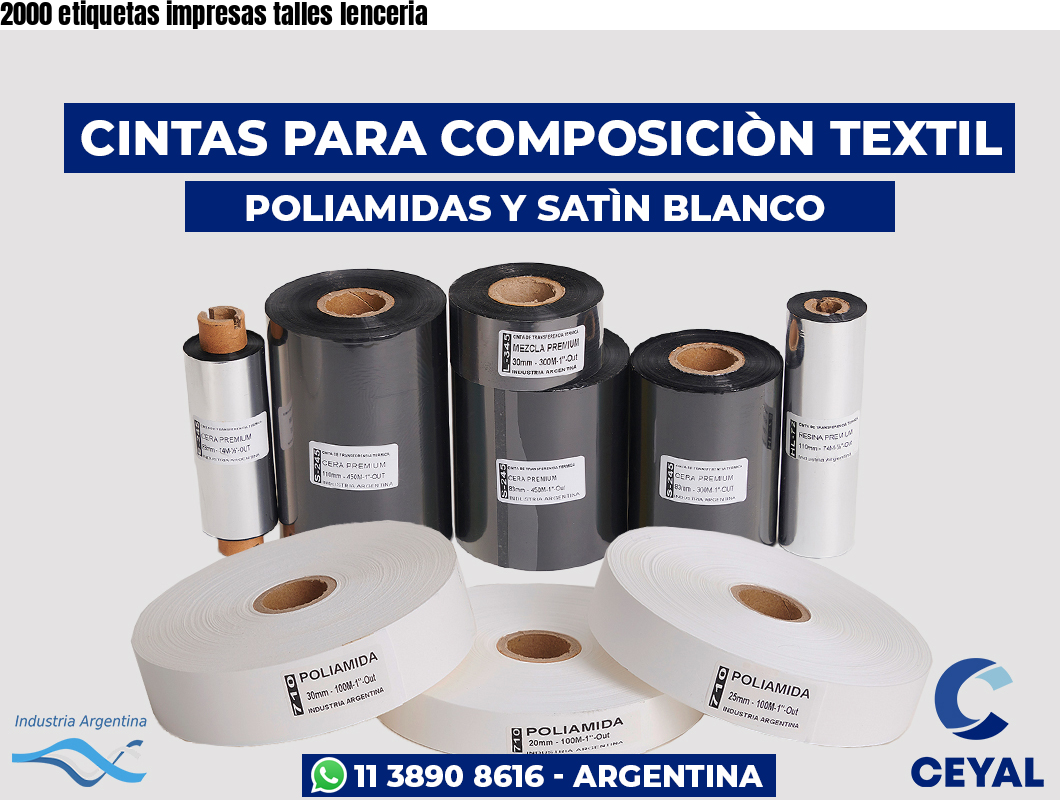 2000 etiquetas impresas talles lenceria
